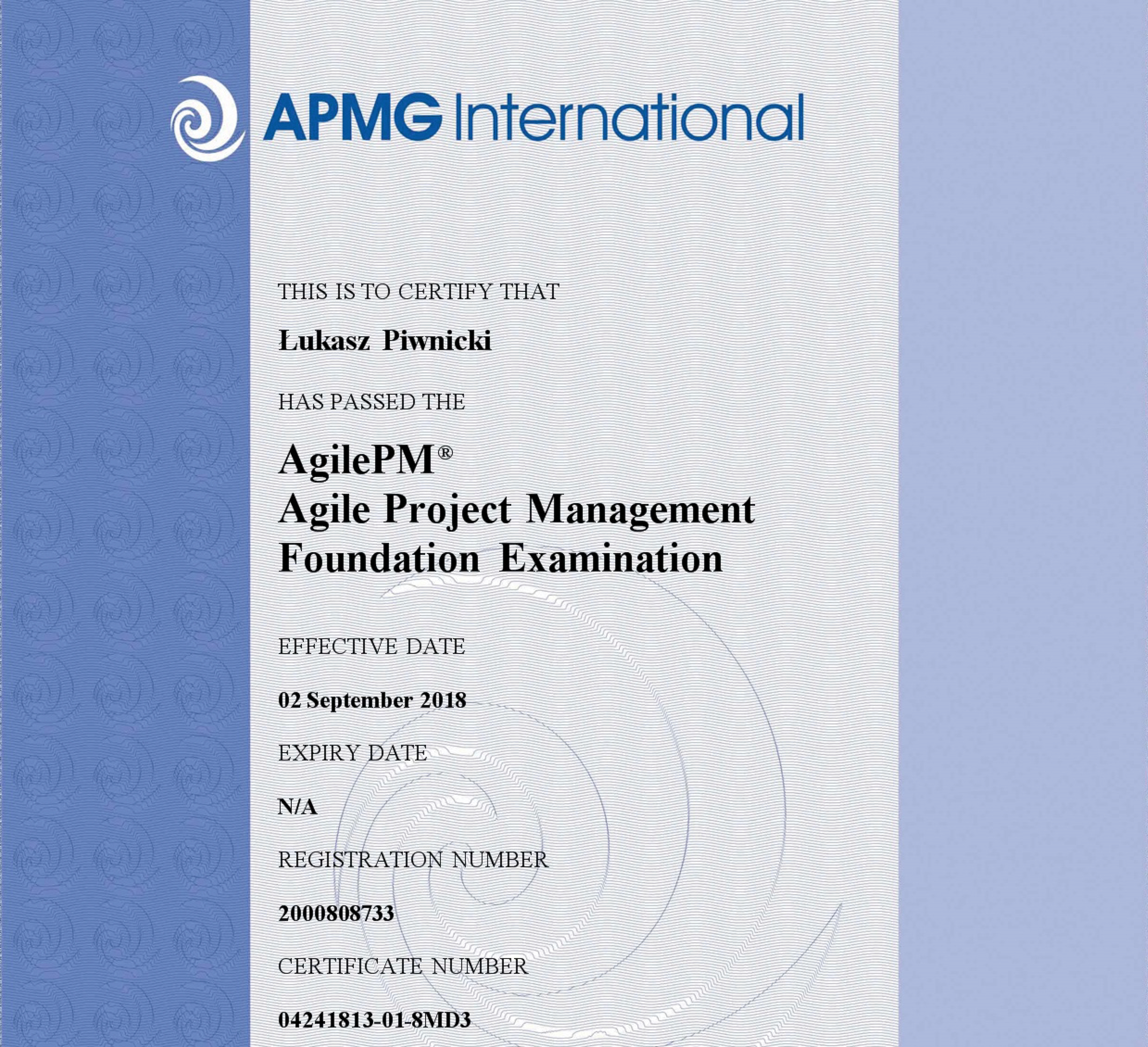 Zdobyliśmy certyfikat AgilePM® Foundation – APMG International